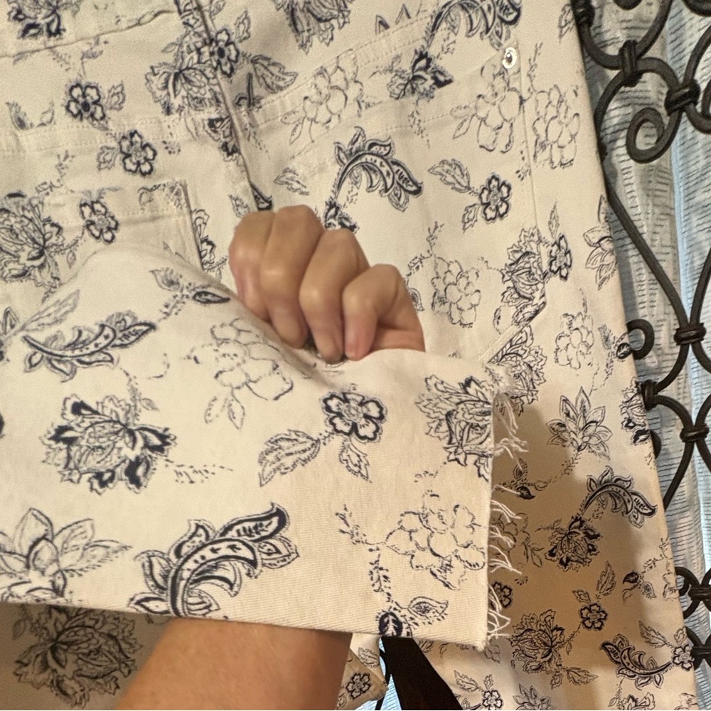 Kensie Blue Floral Ankle Jeans - Picture 6 of 7